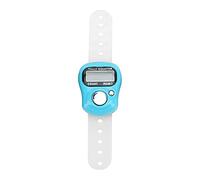Tbest Compteur de Doigts Numérique avec écran LCD à 5 Chiffres Réinitialisable et Sangle de Doigt en Silicone pour Prier, Marche, Comptage, Sports (Bleu Ciel)