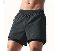 Tbest Court de Cours 2 en 1 pour Homme, Idéal pour la Gym, Le Yoga, Le Sport, avec Séchage Rapide et Tissu Respirant pour la Route, Le Basket-Ball et Le Fitness.