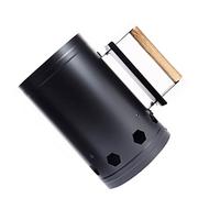 Tbest Démarreur de Cheminée en Barbecu, Allumage Efficace du Charbon de Bois, Protection Contre l'isolation Thermique, Poignée en Bois Confortable, Outil de Cuisson en Plein Air Polyvalent, (Black)