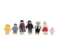 Tbest Dollhouse Family Dolls Set Miniature Pine Toys for Children Decoration Educational Decoration, 6 X Poupées (Nouvelle marionnette 7 pièces)