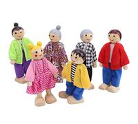 Tbest Dollhouse Family Dolls Set Miniature Pine Toys for Children Decoration Educational Decoration, 6 X Poupées (6 marionnettes japonaises et coréennes)