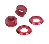 Tbest Écrou de Moyeu de Vélo 2 Pièces, Vis de Moyeu de Roue en Alliage D'aluminium M10xP1.0 pour Vélo à Pignon Fixe de Montagne de Route (Rouge
