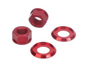 Tbest Écrou de Moyeu de Vélo 2 Pièces, Vis de Moyeu de Roue en Alliage D'aluminium M10xP1.0 pour Vélo à Pignon Fixe de Montagne de Route (Rouge