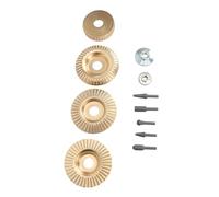 Tbest Ensemble de Disques de Sculpture sur Bois pour Meuleuse d'angle 4,5 Pouces, Kit de Limes en Acier de 4 Pièces avec 5 Fraises et 2 écrous à Bride, Roue de Façonnage Professionnelle du Bois