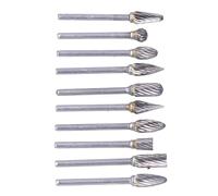 Tbest Ensemble de Limes en Carbure de Tungstène 10 Pièces pour le Travail du Bois, Kit de Fraises de Meulage avec Doubles Lames, Tête de Meuleuse pour le Polissage du Bois et du Plastique (#2)