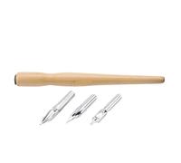 Tbest Ensemble de Stylos Comiques avec 3 Plumes et Support en Bois | Support en bois ergonomique, pointes en acier inoxydable, idéal pour dessiner, trempage facile à l\'encre, adapté aux