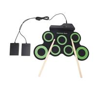 Tbest Ensemble de Tambours à 7 Pads, Kit de Tambour Pliable avec des Coussinets 43x29cm, Pédale de Pied Professionnel, Mode de Pratique Silencieux, Entraîneur Rythmique pour les Débutants et les