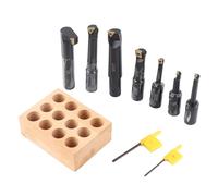 Tbest Ensemble d'outils d'alésage à Tige Ronde de 7 Pièces, Support de Barre de Tournage en Carbure cémenté Indexable de 18mm pour Tour F1-18 avec une dureté et une Résistance à l'usure élevées