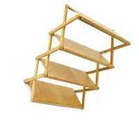 Tbest Étagère Pliante en Bois, Conception à Forte capacité de Charge (4 | Gain de place, Texture unique, Portable pour le camping, Durable