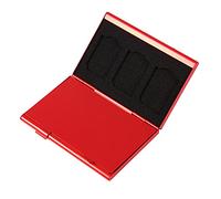 Tbest Étui Porte-Carte Mémoire EVA en Aluminium Durable, Boîte de Rangement Haute capacité pour Cartes TF Photographes Voyageurs Noir Argent Rouge 9,3x6 1cm (Rouge)