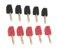 Tbest Fiche Banane 4mm 32A en Laiton plaqué or, Connexion Rapide, Ensemble sans Soudure, 10 Pièces 5 Rouge 5 Noir pour Tester les équipements, Appareils électriques, Outils (rouges + noirs)