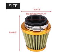 Tbest Filtre à Air 44 Mm Haute Performance, Admission à 360 Degrés, Augmente la Puissance, Réponse de L'accélérateur pour Gy6 150 ATV Quad 4 Go Kart Scooter Cyclomoteur Rouge Bleu Or (GOLD)