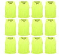 Tbest Gilet de Football 12 Pièces, Petit Gilet D'entraînement de Mêlée de Football Vert Fluorescent Respirant pour Enfants