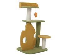 Tbest Grand Arbre à Chat avec Design enveloppé de Sisal - Cadre d'escalade Vertical Robuste pour Chats d'intérieur - Comprend Un Jouet Suspendu pour Jouer et Faire de l'exercice - Base Stable