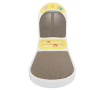 Tbest Griffoir pour Chat en Forme de L avec Cloches, Tapis à Gratter Double Face pour Grands Chats et Chatons, Protection de Meubles, Carton ondulé, Salon et Jeu d'intérieur pour Chat (White)