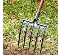 Tbest High Carbon Steel Digging Fork 34mm Pole Garden Tool (5 Tine) | Construction en acier, idéal pour la culture du sol et le bêchement, conception ergonomique, convient à une utilisation