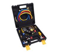 Tbest Jauges CVC avec tuyaux Ensemble de coudes en laiton haute performance Outil de diagnostic AC 4 voies pour réfrigérants R410A R32 R134A R22 Usage domestique professionnel