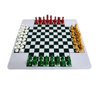 Tbest Jeu D'échecs 4 Joueurs 64 Pièces Tapis Caoutchouc 35cm Roi 49mm Antidérapant pour Soirées en Famille Stratégie Classe (49mm)