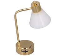 Tbest Lampe de Table pour Maison de Poupée avec éclairage LED | Base en métal décorative, abat-jour blanc élégant, alimenté par batterie, utilisation polyvalente