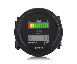 Tbest LED Batterie Indicateur avec Compteur D'Heures pour Chariot de | Fonctionne avec 12 V/24 V/36 V/48 V/72 V, flash LED d\'avertissement faible/élevé, écran LCD à 6 chiffres.
