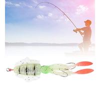 Tbest Leurre de Pêche au Calmar Doux et Lumineux, avec Yeux 3D et Action de Nage pour l'eau Douce Salée, 2 Crochets Inclus (5#)