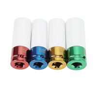 Tbest Lot de 4 Douilles à Chocs pour écrous de Roue de 2 Pouces, 4 Codes Couleurs, Anti-rayures pour la Réparation, Jeu de Douilles à Chocs, écrou Total, écrou à Douille avec Protecteur intégré, 17