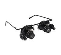 Tbest Loupes 20X avec Lumière LED pour Réparation de Montres, évaluation de Bijoux, Loupe Double œil, Oculaires Rotatifs à 180 °, Outil Portable et Loupe
