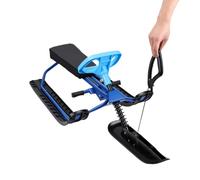 Tbest Luge pour Enfants avec Volant, Conception Stable à 3 Planches | Cadre en Acier au Carbone avec Siège rembourré et Repose-pieds Latéraux, Direction Manuelle pour Glissades sur Neige en