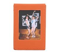 Tbest Mallette de Rangement pour Cartes Photo de Grande capacité, Boîte de 50 Feuilles en PVC de 3 Pouces pour les Voyages et le Bureau (BROWN)