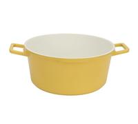 Tbest Marmite en émail avec Couvercle, Ustensiles de Cuisine Antiadhésifs en Céramique, Grande capacité 5,5 Qt, Double Poignées pour Soupe, Ragoût, Lait, Cuisine (YELLOW)