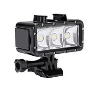 Tbest Mini Lampe Vidéo LED étanche pour Plongée sous-Marine, Super Lumineuse, 3 Modes D'éclairage, Longue Durée de Travail, Compatible avec Les Caméras d'action XiaoYi, Noir 75,5 Mm