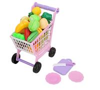 Tbest Mini Supermarket Shopping Chatelley Toys Ensemble en Plastique Durable avec des Fruits, des Légumes et des Câbles pour Cultiver des Compétences de Coordination et de Cuisson à la Main et à la