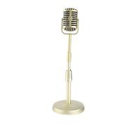 Tbest Modèle D'accessoire de Microphone Vintage, Conception en Métal de Style Rétro, Base Stable, Hauteur Réglable, Support de Micro de Bureau pour Accessoires de Photographie en (GOLD)