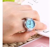 Tbest Montre à Ringus à Doigt en Quartz Round Watch, élégant Style de Bague Spéciale, adapté à la Fête de Rencontres Détendue, Excellent pour Les Amis de la Famille, Design-Design Résistant (Blue)