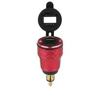 Tbest Motorcycle Pobite USB Port à Double Port Faute de Charge Fast QC3.0 Aluminium Aluminium Aluminium Personne de Courant pour les Motos 12V 24V (rouge)