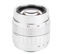 Tbest Objectif à Monture 50 Mm F1 4 C de Haute qualité, Mise au Point Fixe Manuelle, Appareil Photo à Grande Ouverture pour Appareils Photo sans Miroir Fuji, Verre Optique en Métal (Silver)