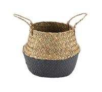 Tbest Panier de rangement pliable Panier Fleur en Rotin Naturel Pliable Organisateur Rangement Vêtement Tissé(Noir)
