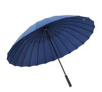 Tbest Parapluie à Long Manche 24 Côtes -Vent Cadre en Acier Renforcé Grand Auvent Parapluie Droit pour Hommes Femmes Extérieur Bleu Marine (bleu foncé)