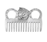 Tbest Peigne de Cheval en Métal, Outil de Toilettage de Queue de Crinière, Dents épaisses en Alliage d'aluminium de 6,5 Pouces pour Enlever la Poignée Ergonomique pour Chevaux, Chiens et Chats (3,9