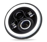 Tbest Phare de Moto LED Angel Eye Universel 7 Pouces Rond Blanc Jaune approuvé Haute luminosité Plug Play pour Road Star VStar 650 Royal ABS Métal IP67 étanche