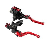 Tbest poignee de frein moto,1 paire de levier de frein moto droit et gauche avec maître-cylindre, leviers de réservoir d'embrayage de frein moto universels (22mm) universels (Red)