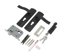 Tbest Poignée de Porte en Acier au Manganèse, Serrure à clé Silencieuse | Kit de serrure complet, matériau robuste antirouille, compatible avec les portes intérieures et les salles de bains