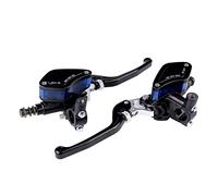 Tbest Pompe de Frein Hydraulique pour Moto, Paire de Leviers Réglables en Aluminium CNC, 22 Mm, Ajustement Universel pour la Plupart des Motos, Dirt Pit Bike, ATV, Orange, Bleu, Noir (Silver)