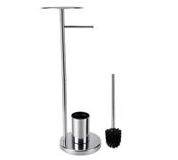 Tbest Porte-abattant de Toilettes avec Brosse, Hauteur 65 Cm | Conception antirouille, base antidérapante, gain de place, idéal pour la salle de bain