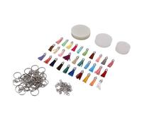 Tbest Porte-clés Acrylique avec ébauches Rondes et Pompons | 30 flans acryliques, couleurs assorties, adaptés à l\'artisanat, légers, designs personnalisés