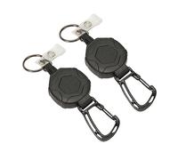 Tbest Porte-Clés Rétractable, 2 Pièces, Porte-Badge d'identification avec Câble Métallique en Acier de 80Cm pour Ceinture, Sac à Dos, Accessoires de Clés