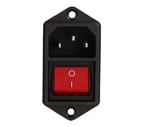 Tbest Prise D'alimentation Secteur IEC 320 C14, Interrupteur en Forme de Bateau, 250 V, 10 A, Rouge, Montage sur Panneau, avec Interrupteur à Bascule, pour équipement électronique,