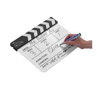 Tbest Professional en Acrylique Clapperboard Dry Erase TV-TV Film Director Cut Action Scene Clapper Clapper Board Slate avec Marqueur Stylo Eraser Easy Writing (Bâton Blanc et Noir)