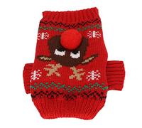 Tbest Pull de Noël pour Chien de Petite et Moyenne Taille - Motif élan Festif en Tricot Acrylique pour Animal de Compagnie, Tenue de Vacances Chaude et Confortable (Rouge)