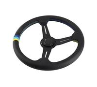Tbest Racing en Cuir Universel Volant 350 Mm 14 Pouces de Demi-plat Noir Cadre en Alliage en Aluminium avec Coutures de Contraste pour les Voitures de Sport et les Amateurs